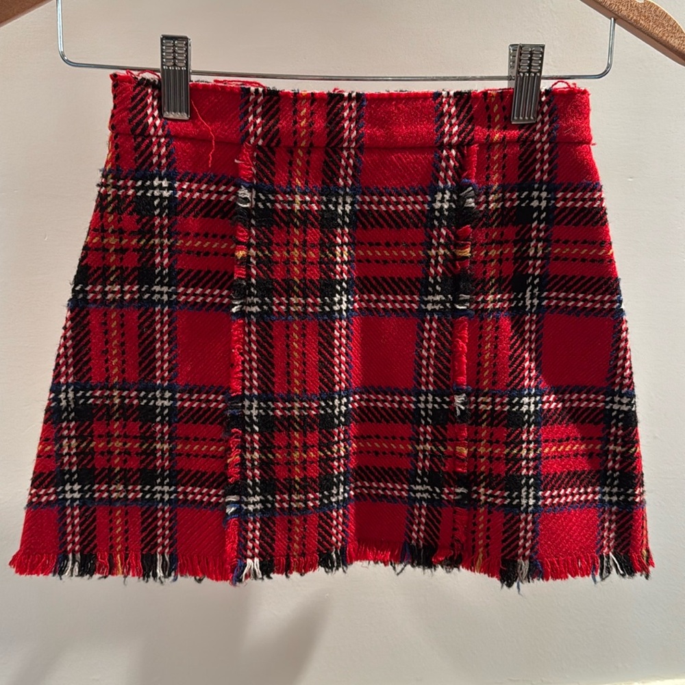 Oscar de la Renta Red Plaid Kids Skirt